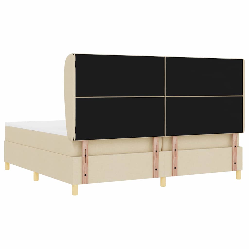 Box spring seng med madras Creme 200 x 200 cm Stof