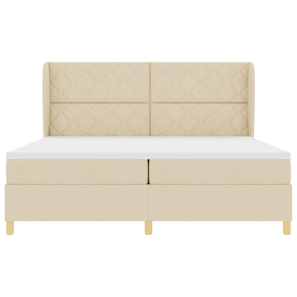 Box spring seng med madras Creme 200 x 200 cm Stof
