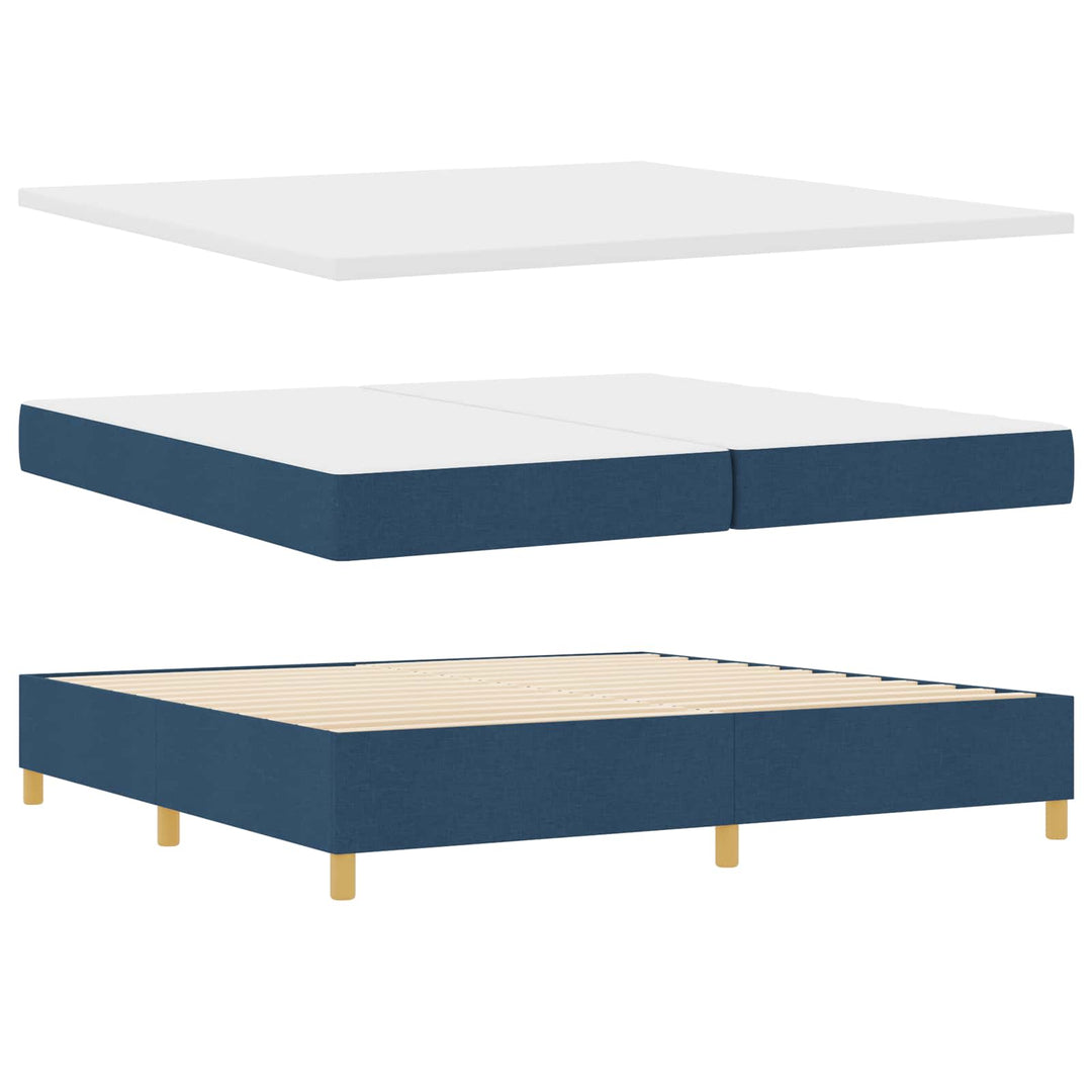 Box spring seng med madras med hovedgærde Blå 200 x 200 cm Stof