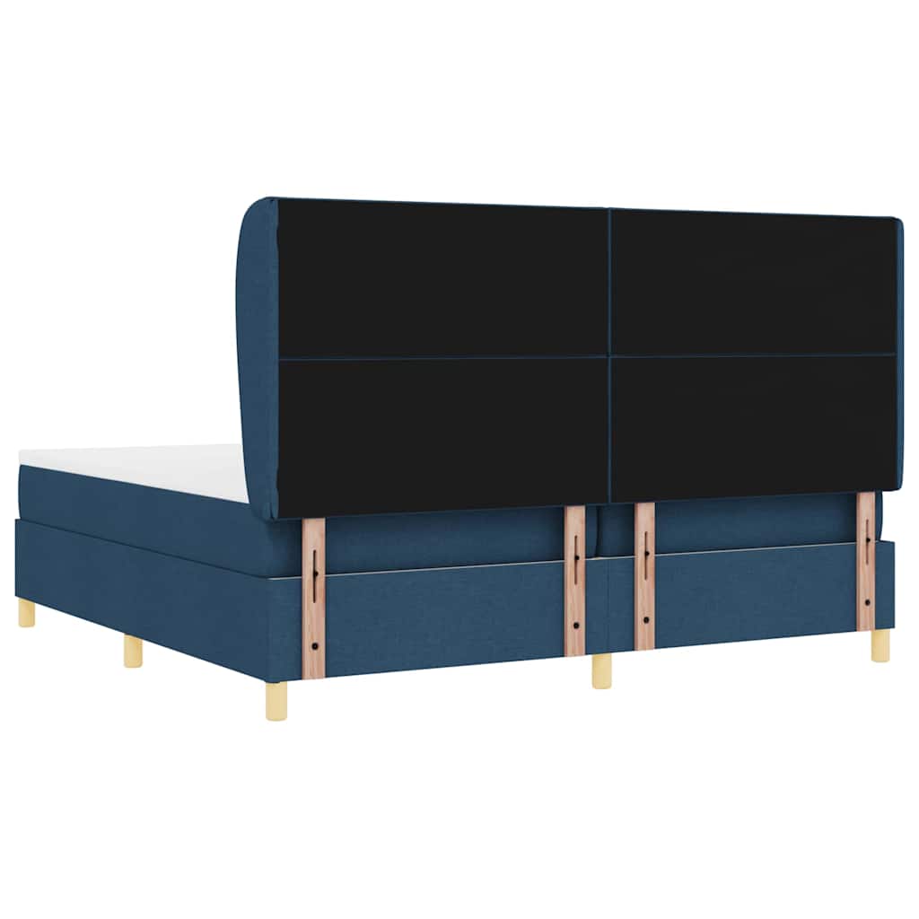 Box spring seng med madras med hovedgærde Blå 200 x 200 cm Stof
