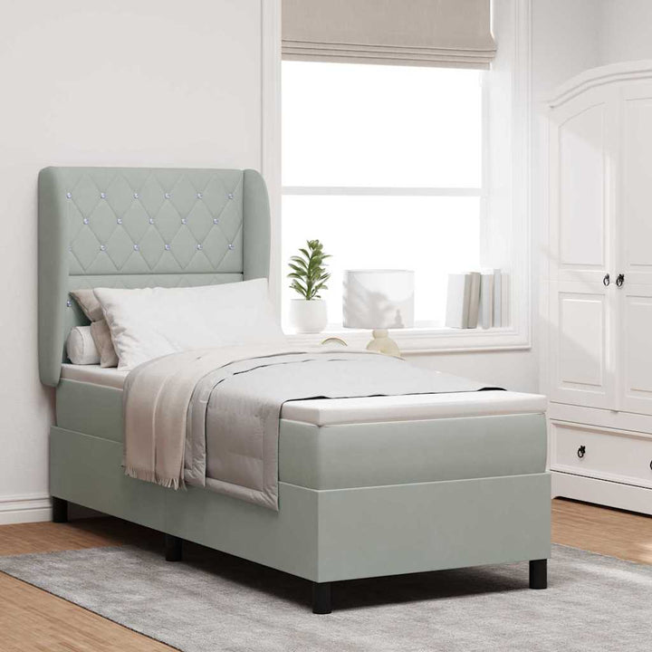 Box spring seng med madras Lysegrå 200 x 80 cm Fløjl
