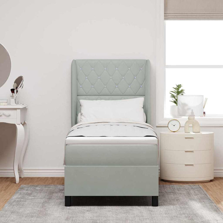 Box spring seng med madras Lysegrå 200 x 80 cm Fløjl