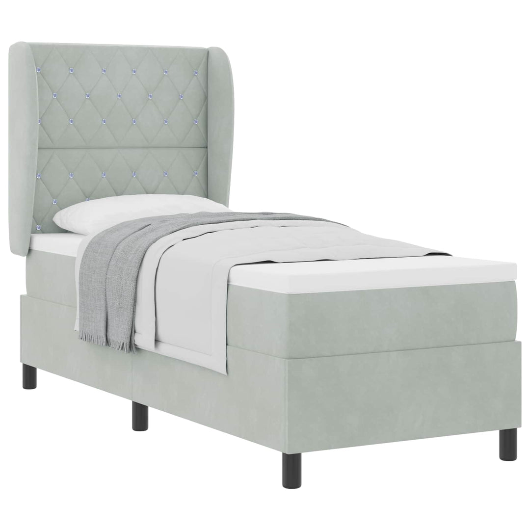 Box spring seng med madras Lysegrå 200 x 80 cm Fløjl