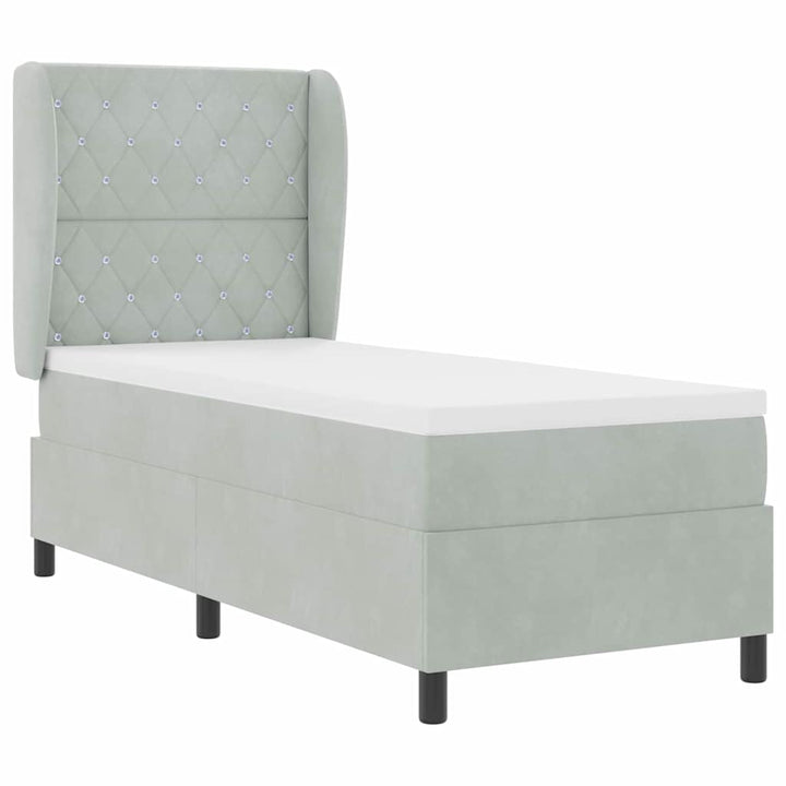 Box spring seng med madras Lysegrå 200 x 80 cm Fløjl