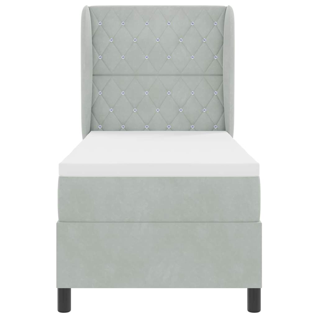 Box spring seng med madras Lysegrå 200 x 80 cm Fløjl