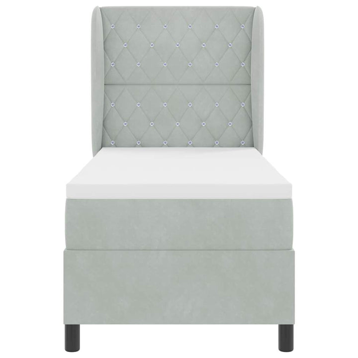 Box spring seng med madras Lysegrå 200 x 80 cm Fløjl
