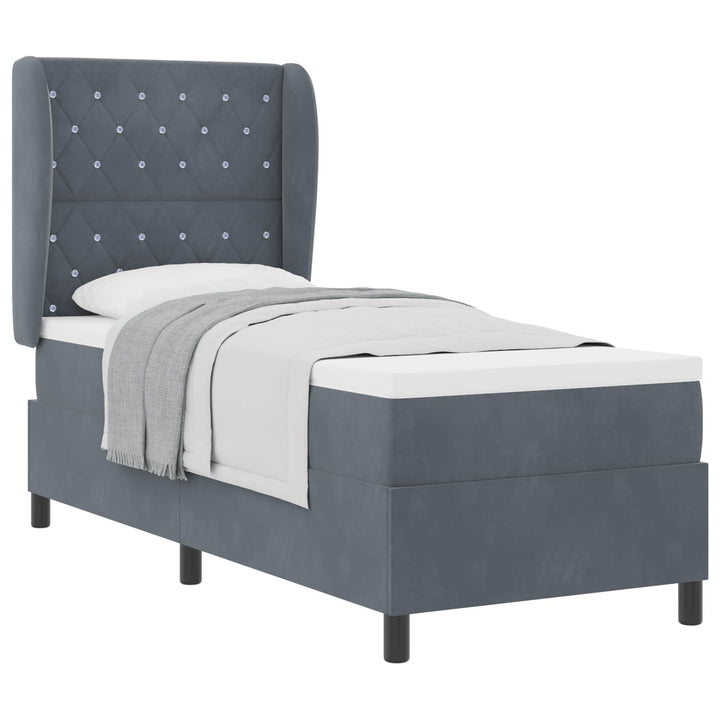 Box spring seng med madras Mørkegrå 200 x 80 cm Fløjl