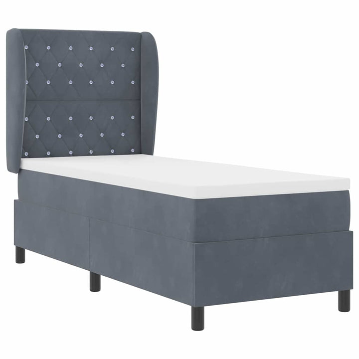 Box spring seng med madras Mørkegrå 200 x 80 cm Fløjl
