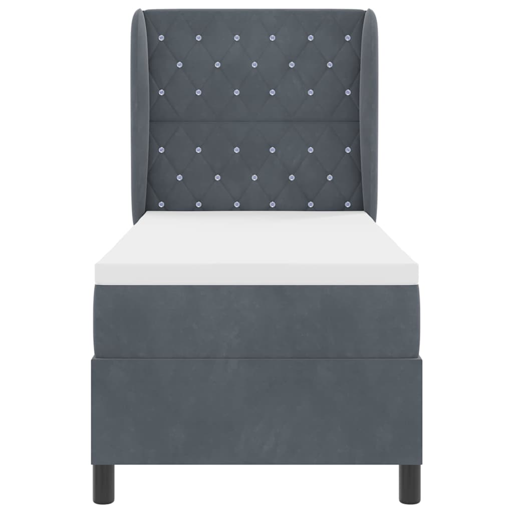 Box spring seng med madras Mørkegrå 200 x 80 cm Fløjl