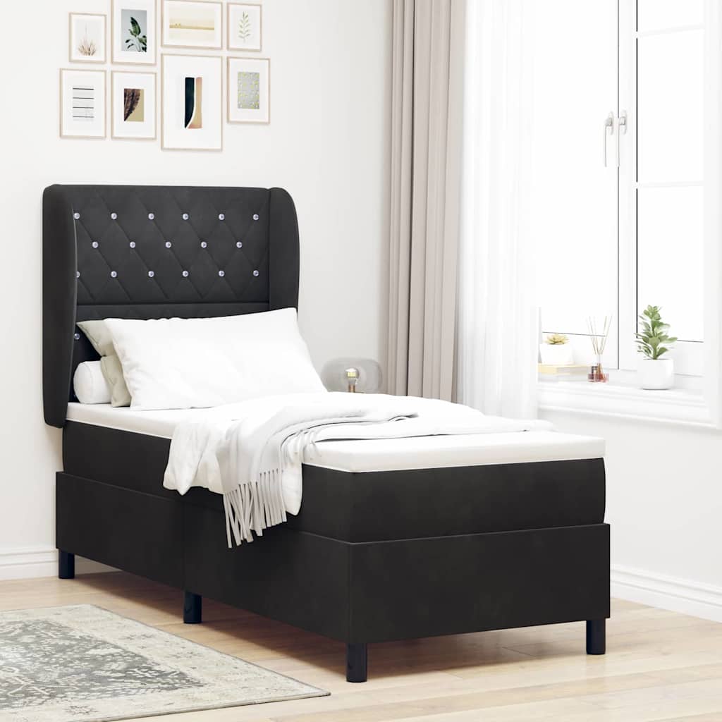 Box spring seng med madras Sort 200 x 80 cm Fløjl