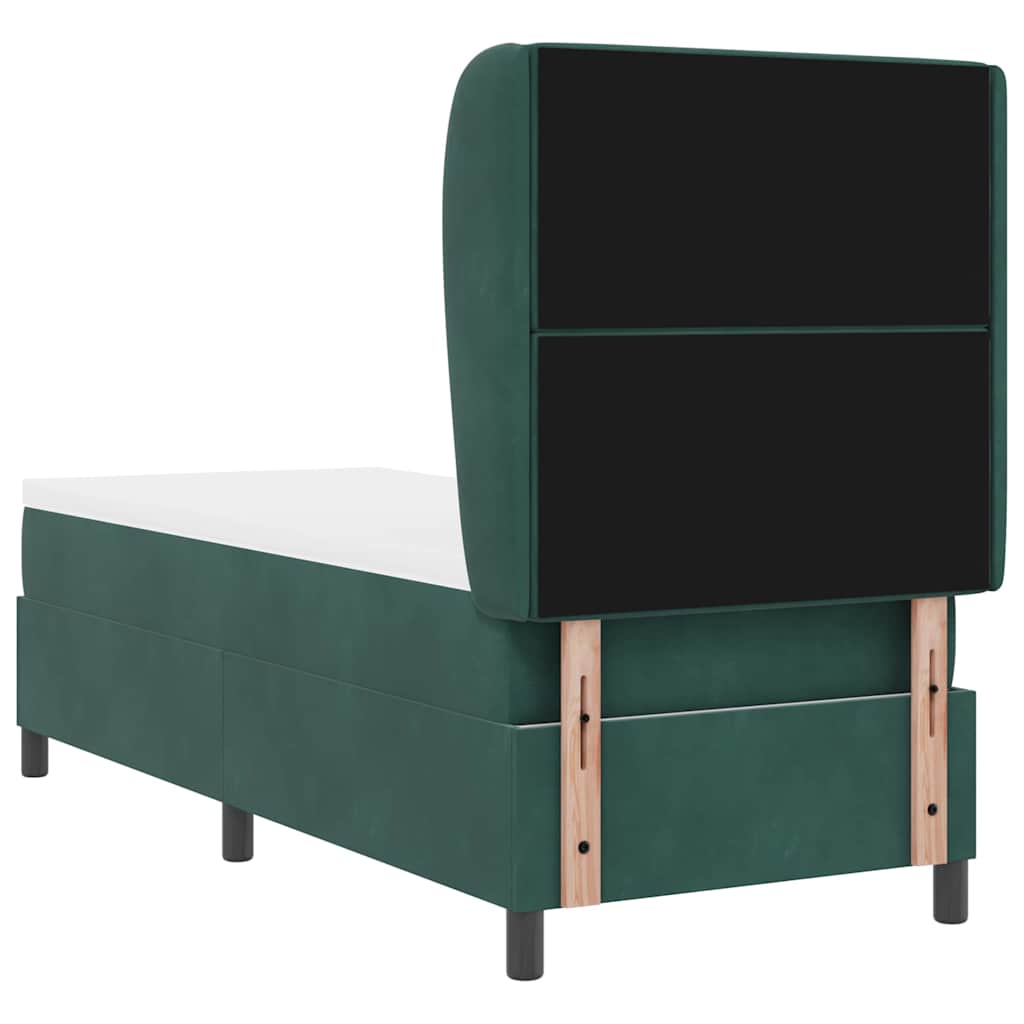 Box spring seng med hovedgærde Mørkegrøn 200 x 80 cm Fløjl