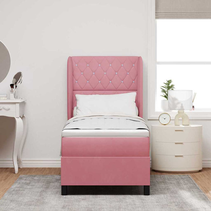 Box spring seng med madras Lyserød 200 x 80 cm Fløjl