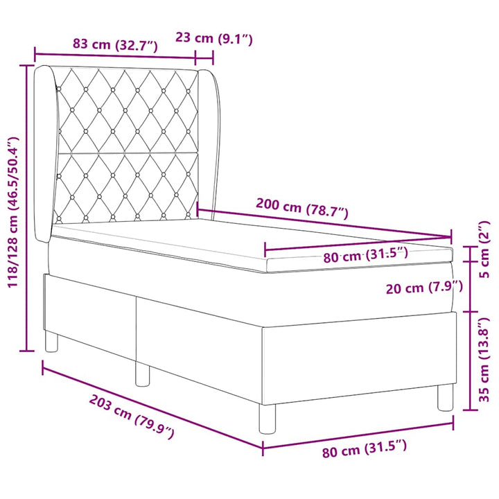Box spring seng med madras Lyserød 200 x 80 cm Fløjl