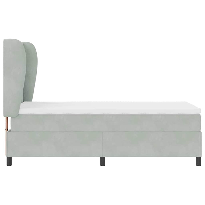 Box spring seng med madras Lysegrå 190 x 90 cm Fløjl