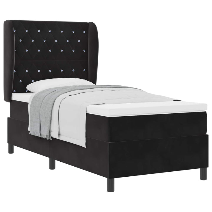 Box spring seng med madras Sort 190 x 90 cm Fløjl