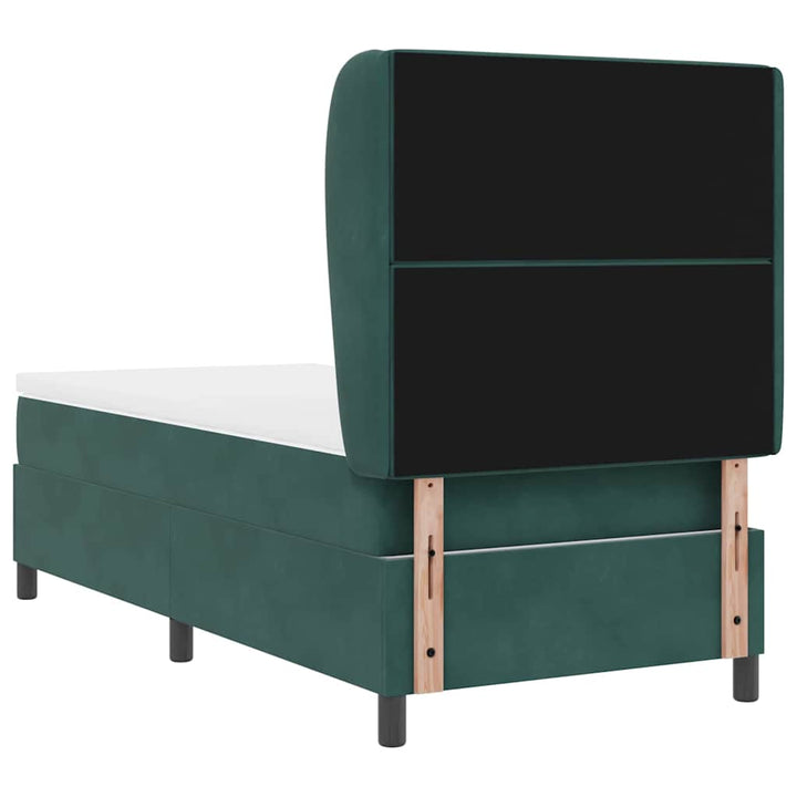 Box spring seng med madras Mørkegrøn 190 x 90 cm Fløjl