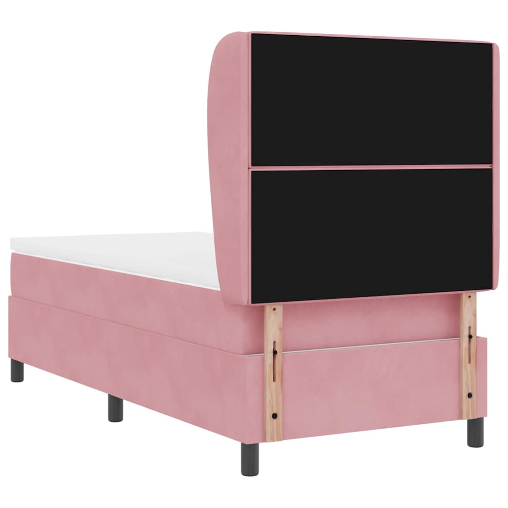 Box spring seng med madras Lyserød 190 x 90 cm Fløjl