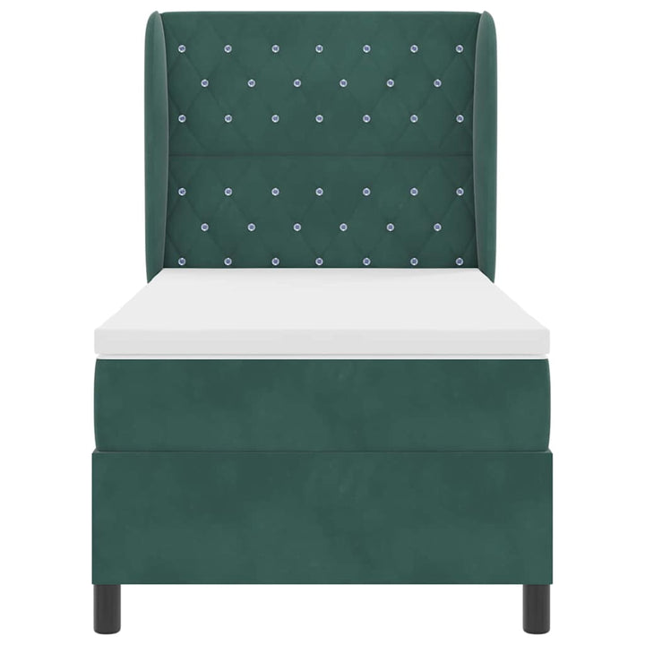 Box spring seng med madras Mørkegrøn 200 x 90 cm Fløjl