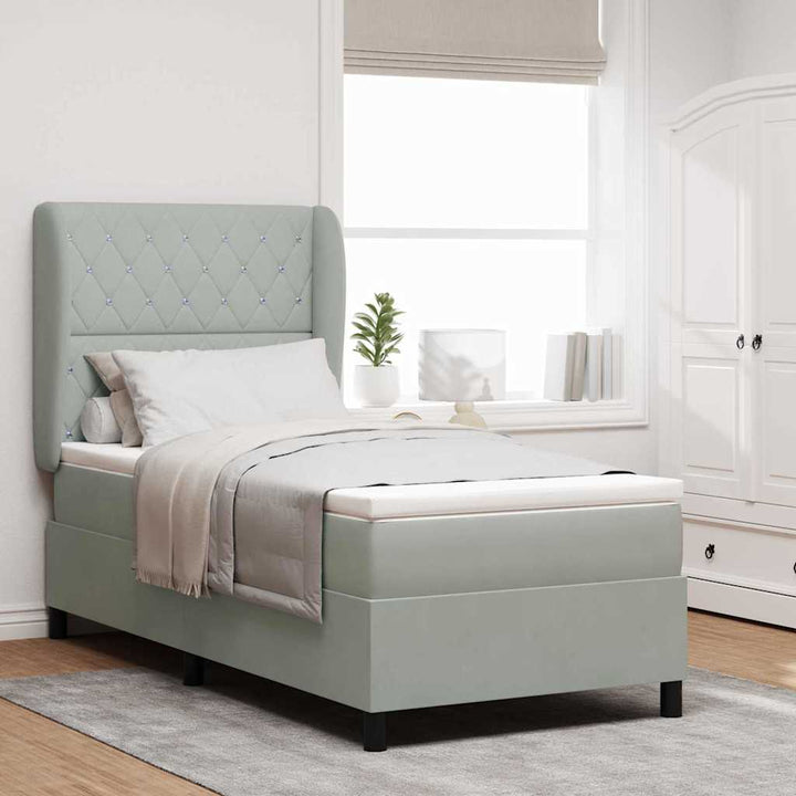 Box spring seng med madras Lysegrå 200 x 100 cm Fløjl