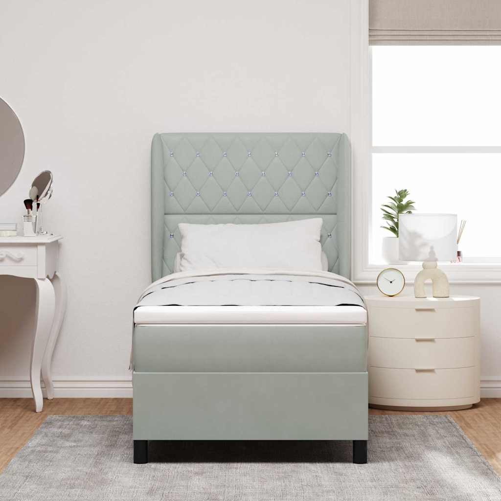 Box spring seng med madras Lysegrå 200 x 100 cm Fløjl