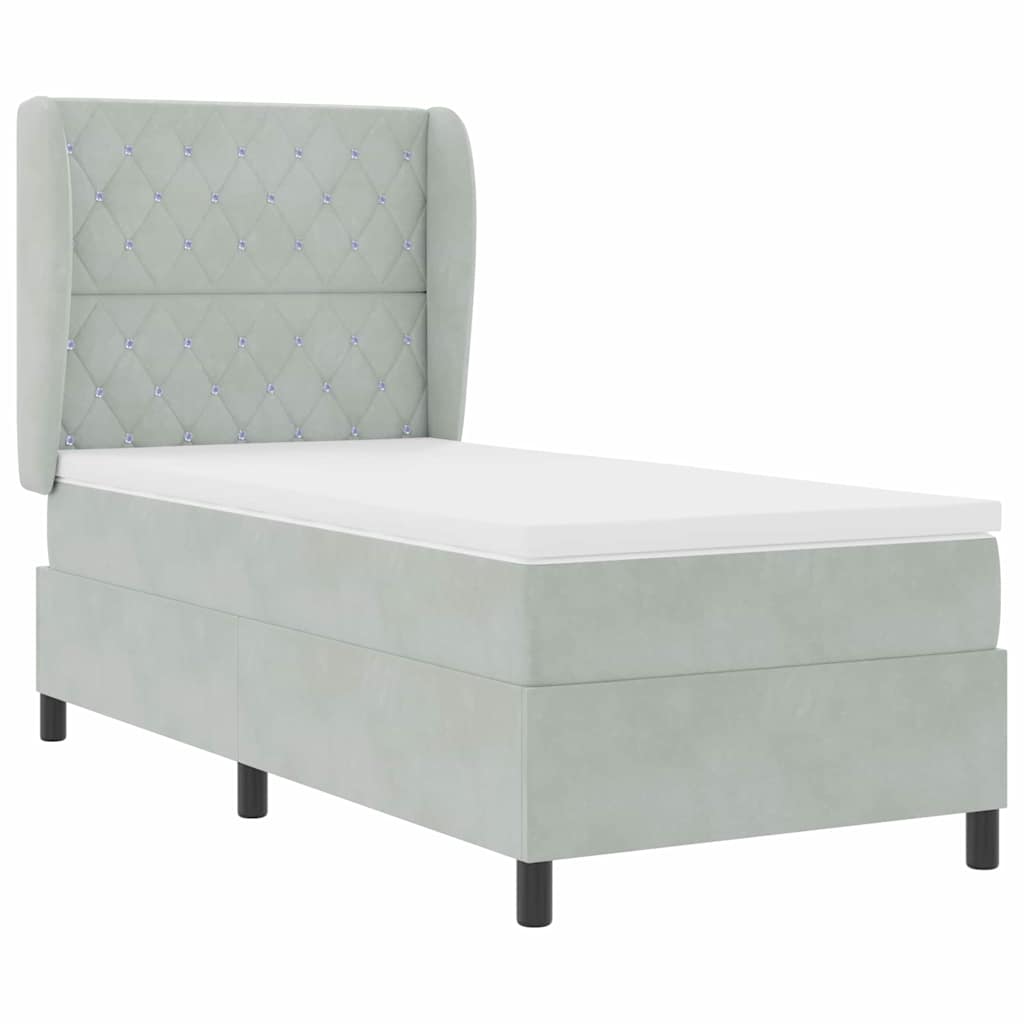 Box spring seng med madras Lysegrå 200 x 100 cm Fløjl