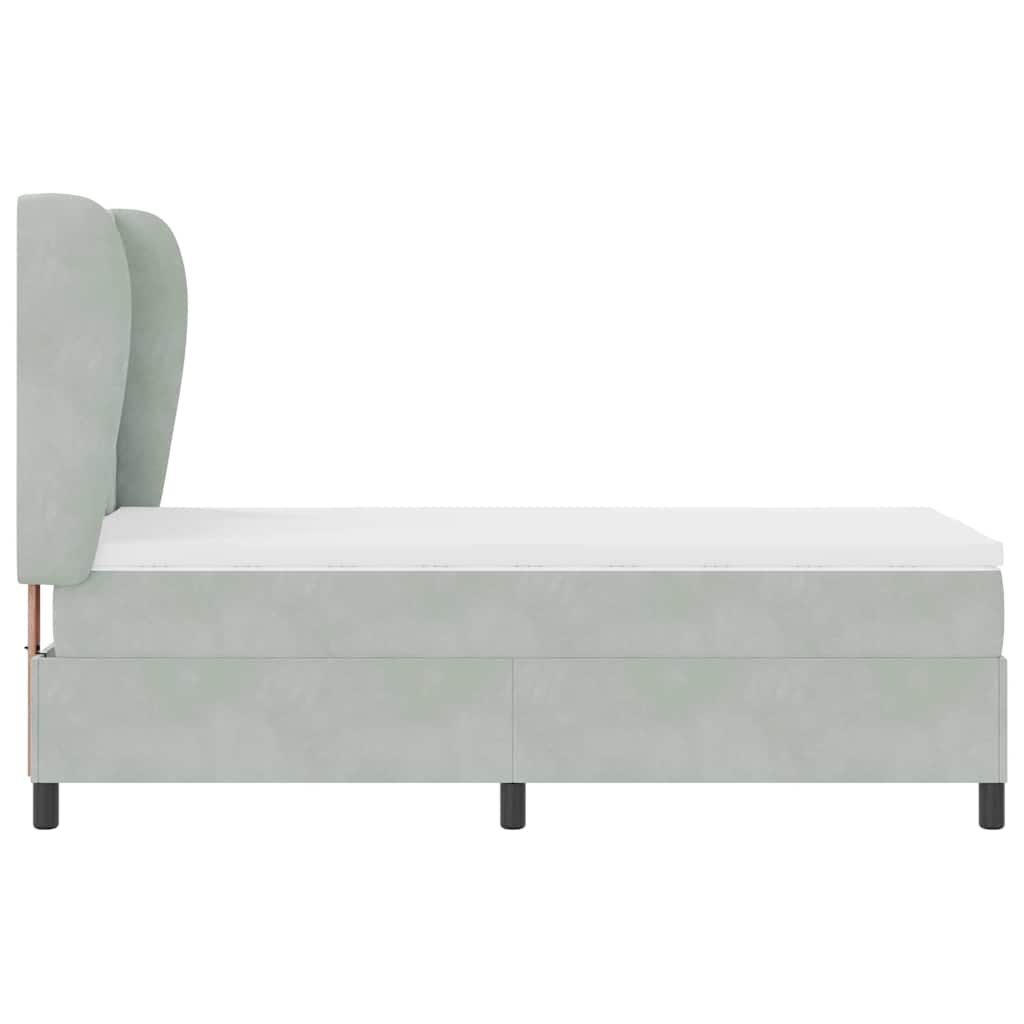 Box spring seng med madras Lysegrå 200 x 100 cm Fløjl