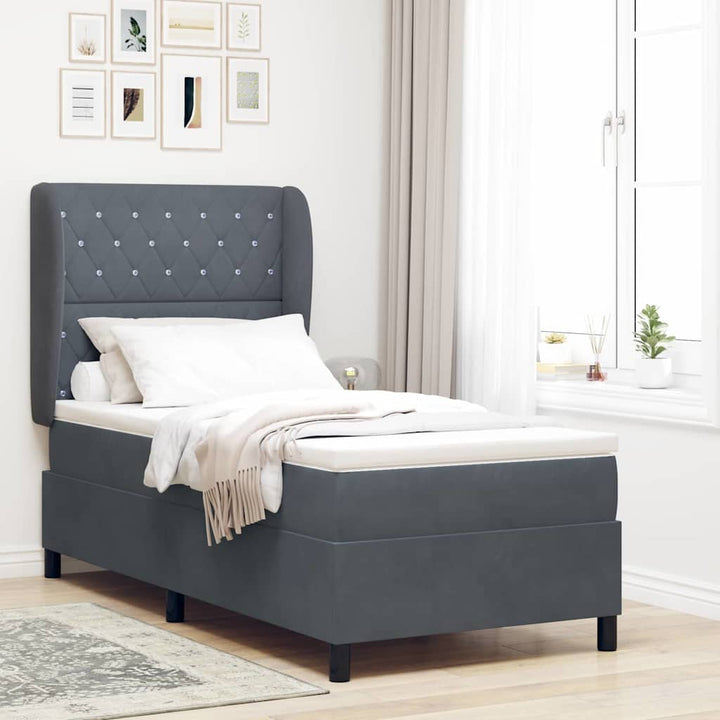 Box spring seng med madras Mørkegrå 200 x 100 cm Fløjl