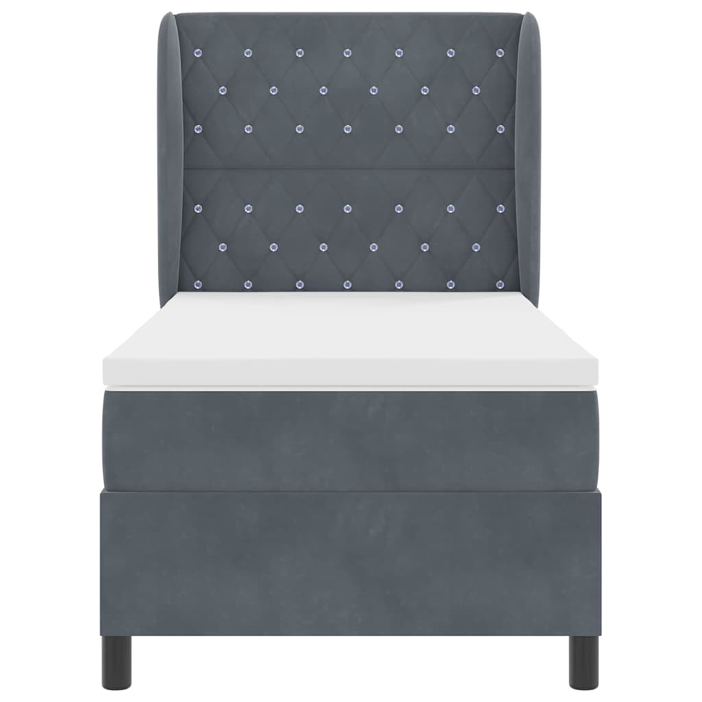 Box spring seng med madras Mørkegrå 200 x 100 cm Fløjl
