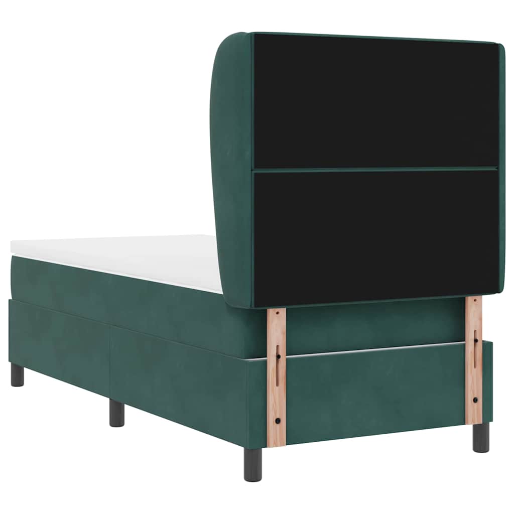 Box spring seng med hovedgærde Mørkegrøn 200 x 100 cm Fløjl