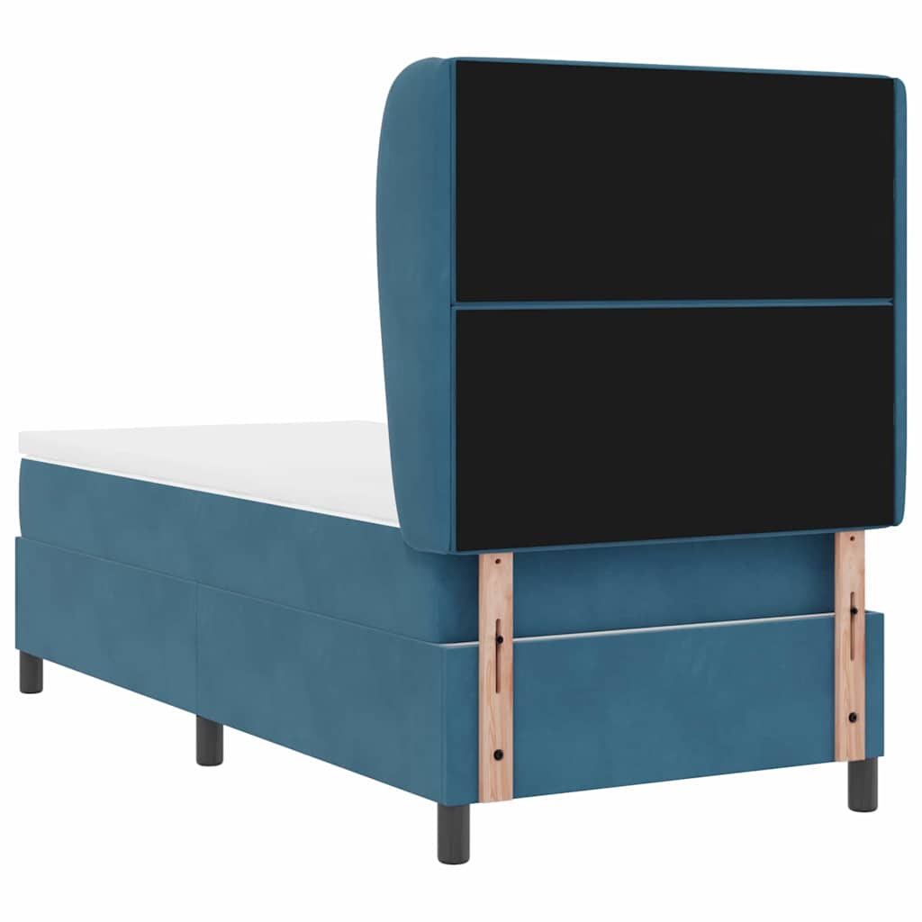 Box spring seng med hovedgærde Mørk blå 200 x 100 cm Fløjl