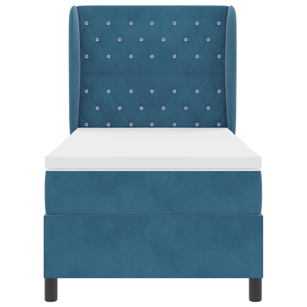 Box spring seng med hovedgærde Mørk blå 200 x 100 cm Fløjl