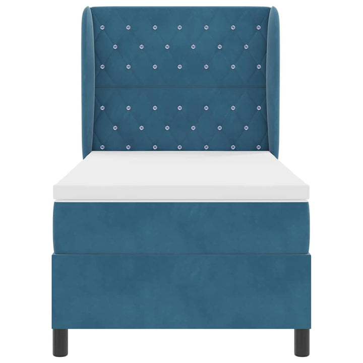 Box spring seng med hovedgærde Mørk blå 200 x 100 cm Fløjl