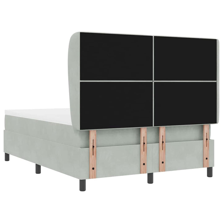 Box spring seng med madras Lysegrå 190 x 140 cm Fløjl