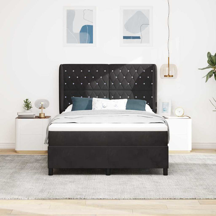 Box spring seng med madras Sort 190 x 140 cm Fløjl