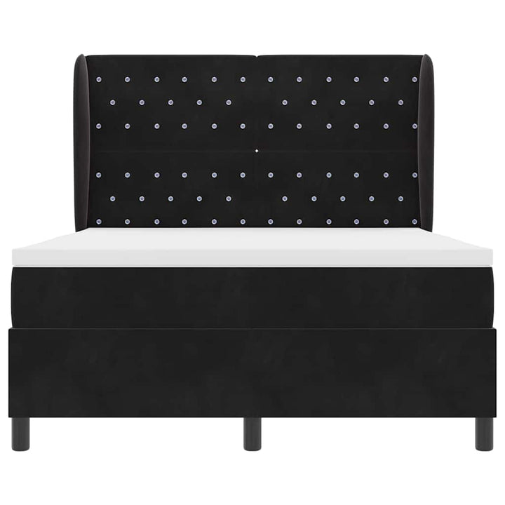 Box spring seng med madras Sort 190 x 140 cm Fløjl