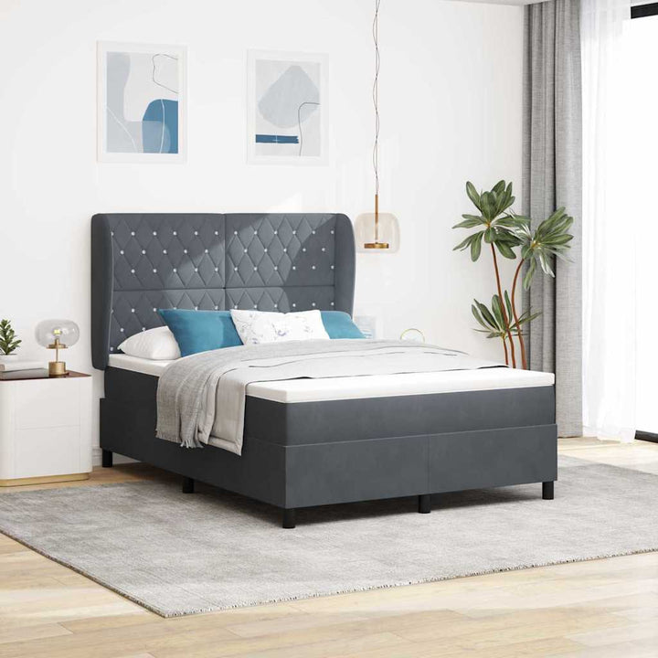 Box spring seng med madras Mørkegrå 200 x 140 cm Fløjl