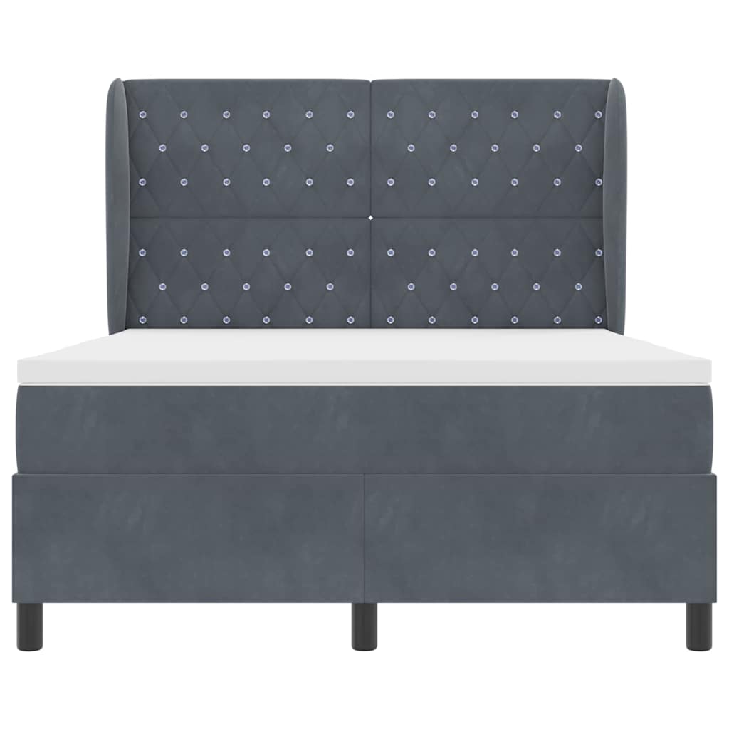 Box spring seng med madras Mørkegrå 200 x 140 cm Fløjl