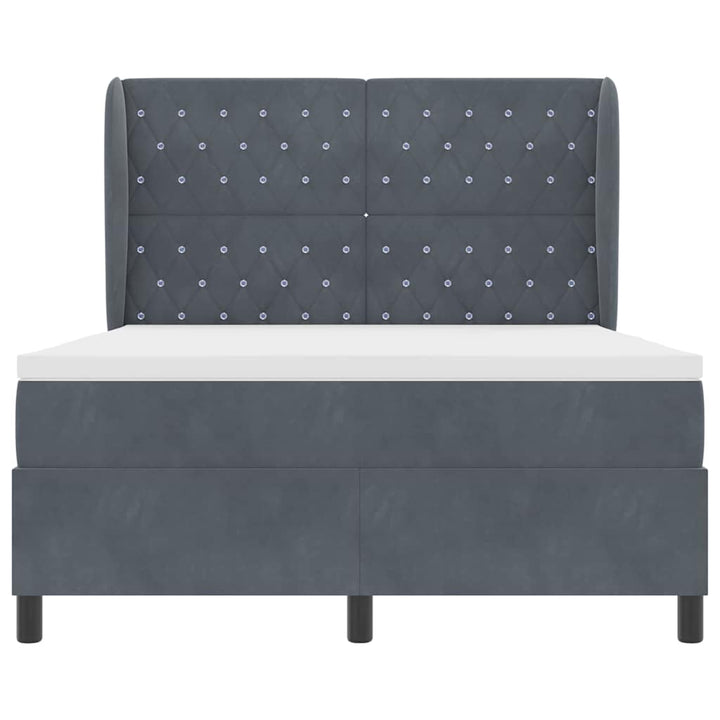Box spring seng med madras Mørkegrå 200 x 140 cm Fløjl