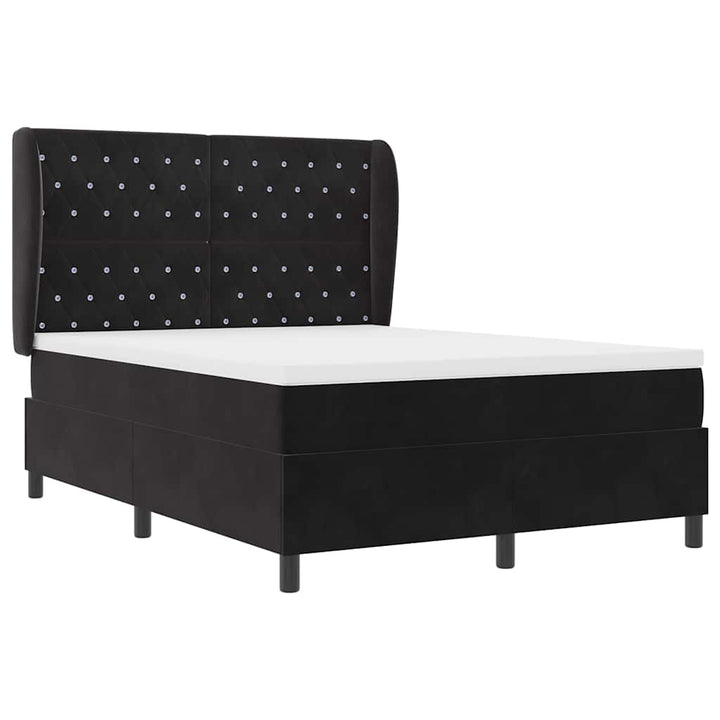 Box spring seng med madras Sort 200 x 140 cm Fløjl