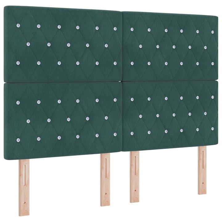 Box spring seng med hovedgærde Mørkegrøn 200 x 140 cm Fløjl