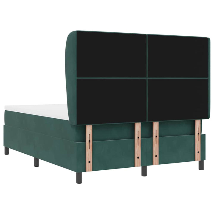 Box spring seng med hovedgærde Mørkegrøn 200 x 140 cm Fløjl