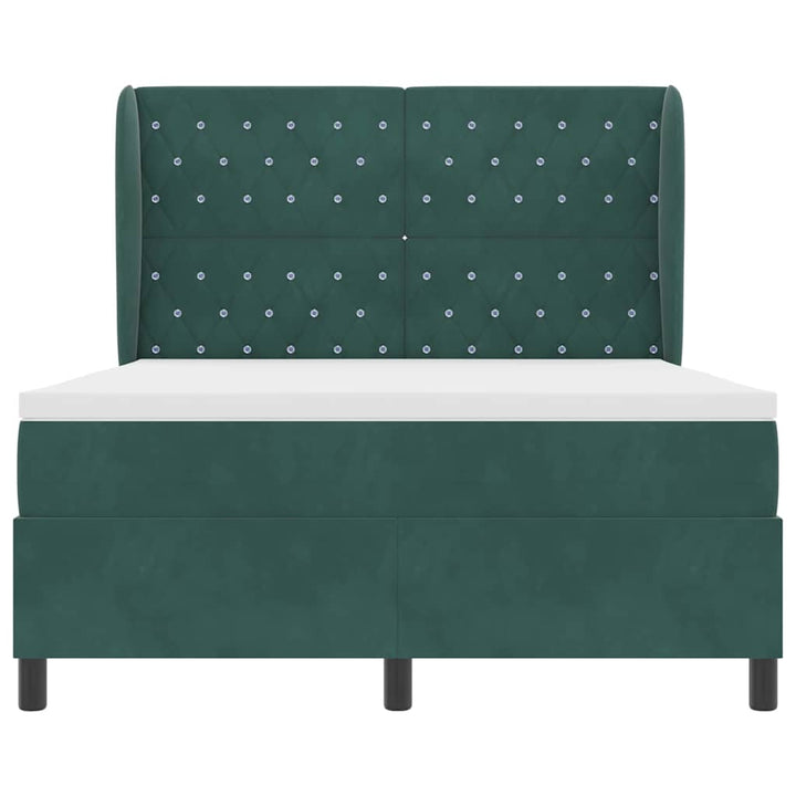 Box spring seng med hovedgærde Mørkegrøn 200 x 140 cm Fløjl