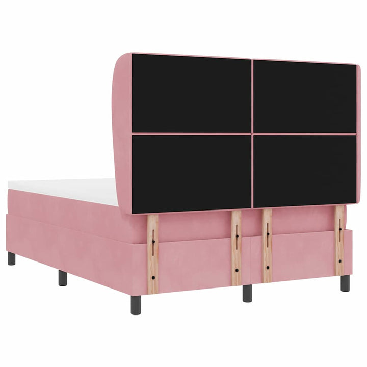 Box spring seng med madras Lyserød 200 x 140 cm Fløjl