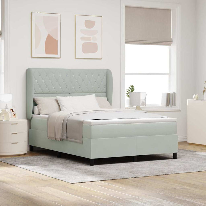Box spring seng med madras Lysegrå 200 x 160 cm Fløjl