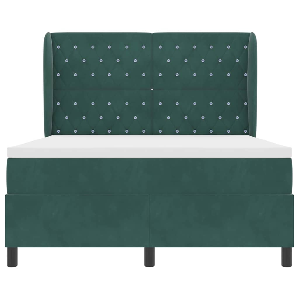 Box spring seng med madras Mørkegrøn 200 x 160 cm Fløjl