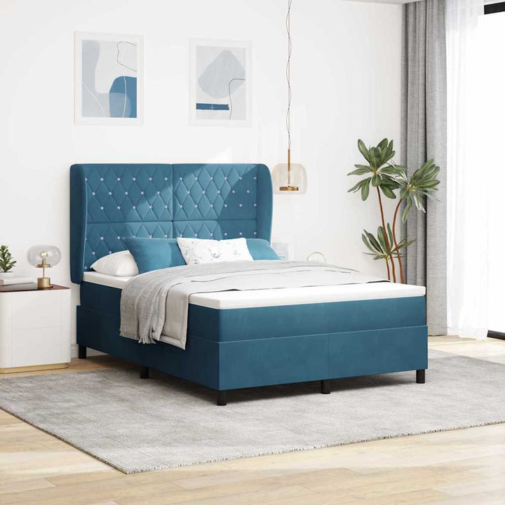 Box spring seng med madras Mørk blå 200 x 160 cm Fløjl