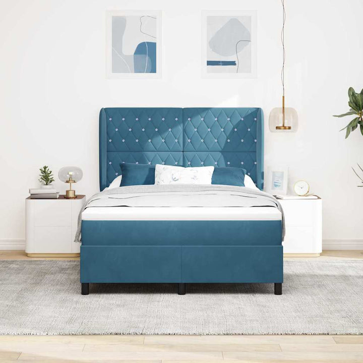 Box spring seng med madras Mørk blå 200 x 160 cm Fløjl