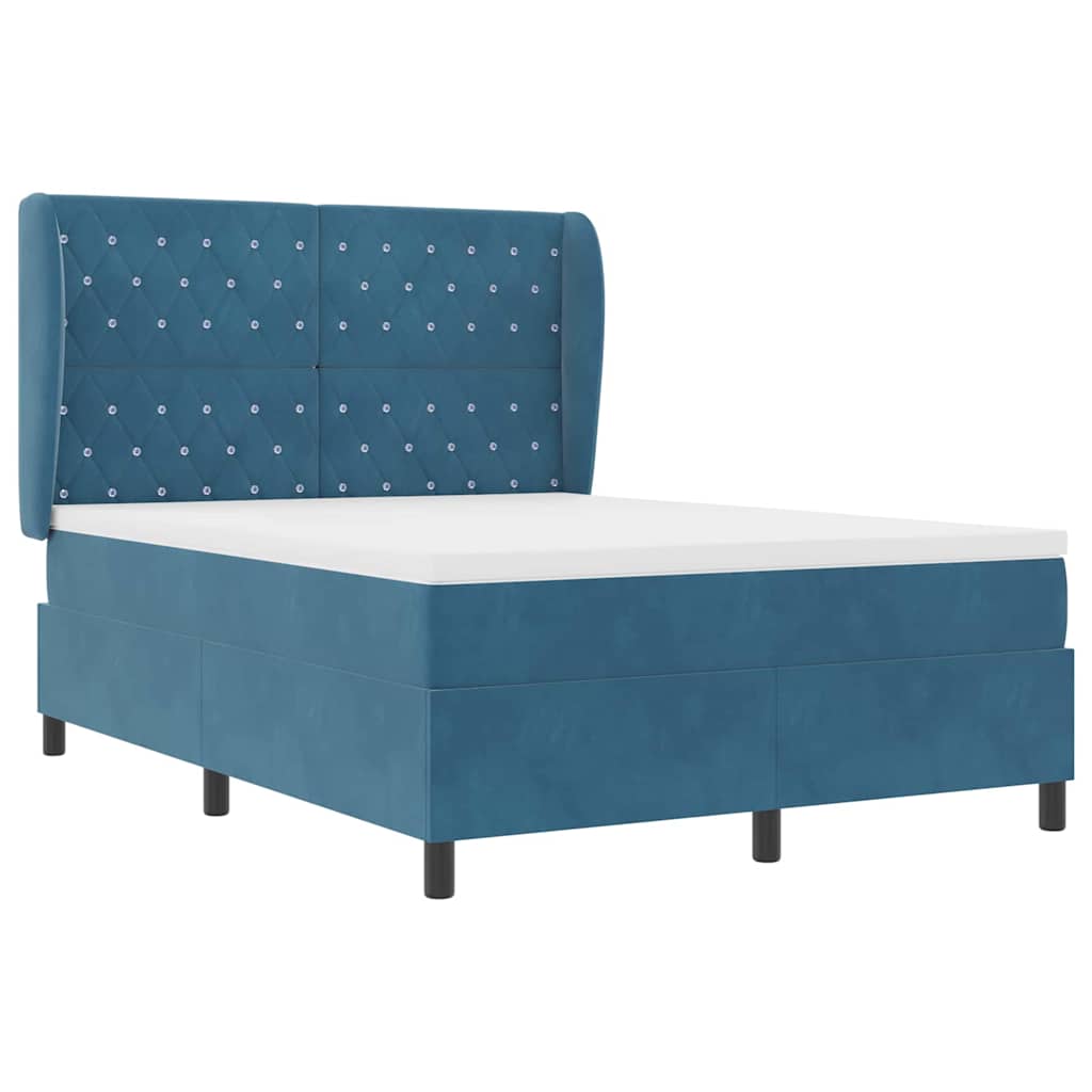 Box spring seng med madras Mørk blå 200 x 160 cm Fløjl
