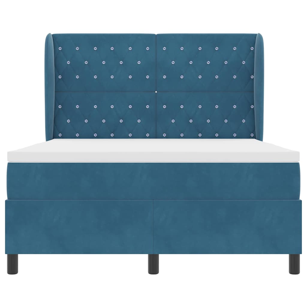 Box spring seng med madras Mørk blå 200 x 160 cm Fløjl