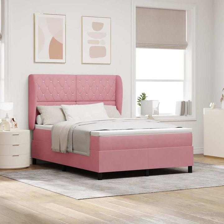 Box spring seng med madras Lyserød 200 x 160 cm Fløjl